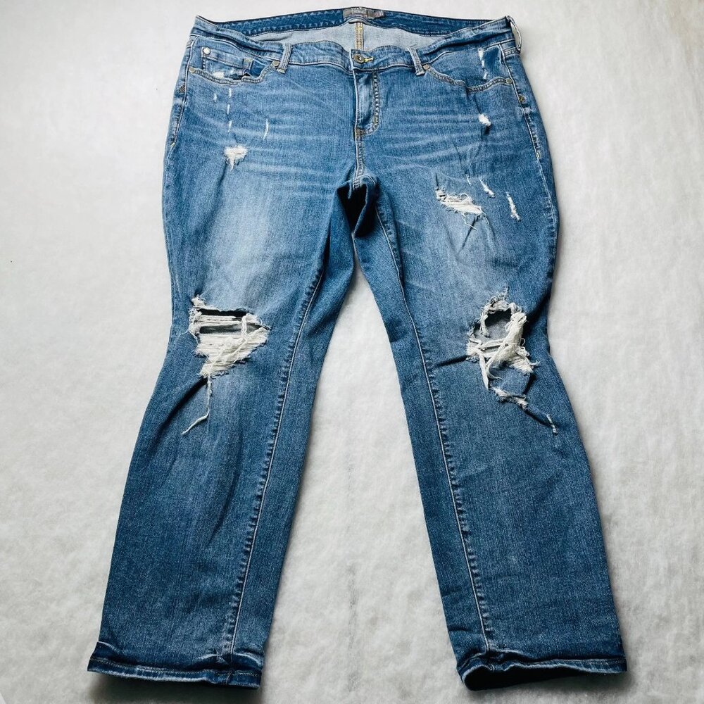 Torrid Womens Denim Blue Mid Rise Vintage Stretch Boyfriend Straight Jeans Sz 20